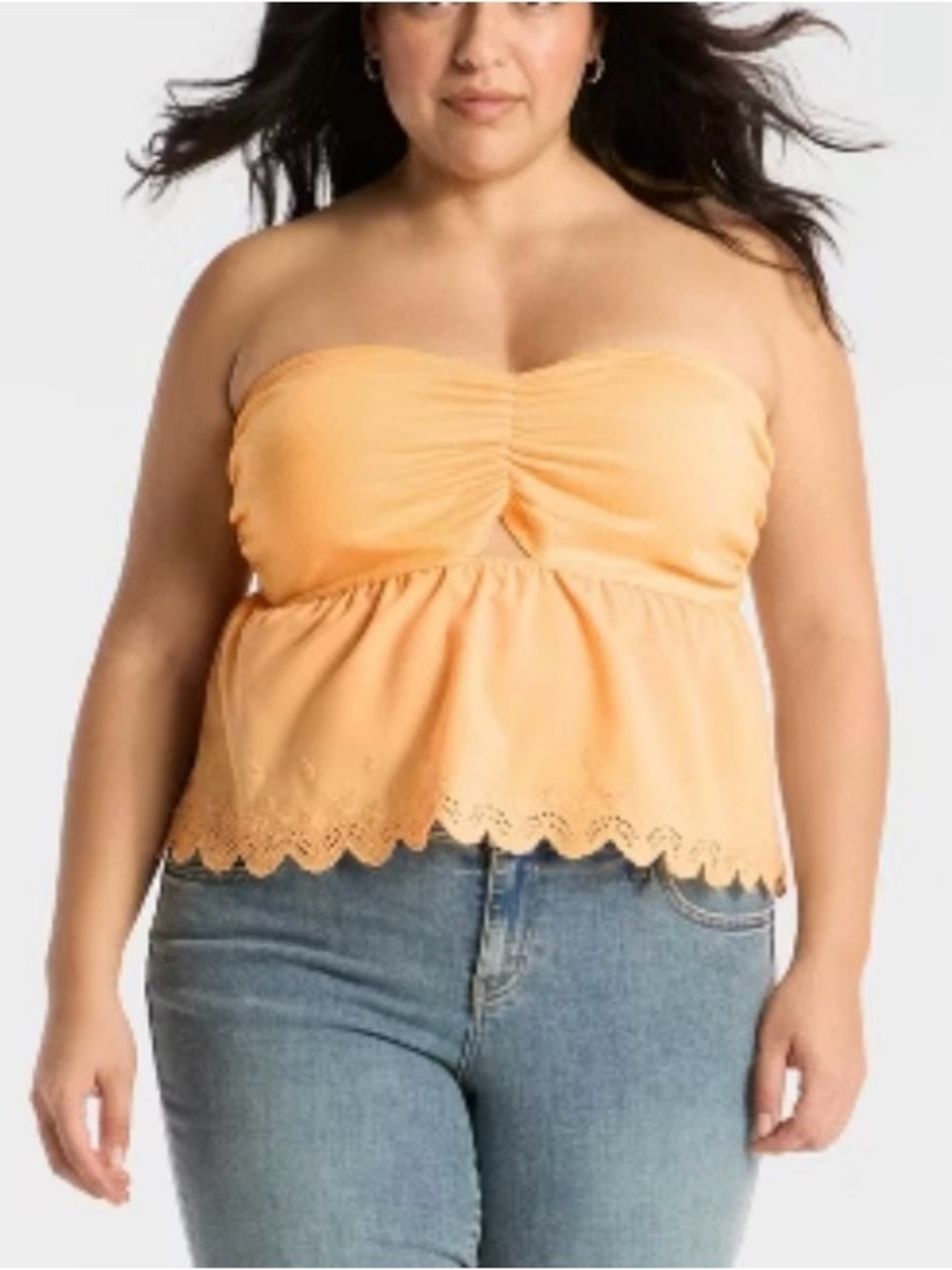 Wild Fables Woven Twist Ruchedโ Sleeveless Peach Drop Tube Top Sz 3X